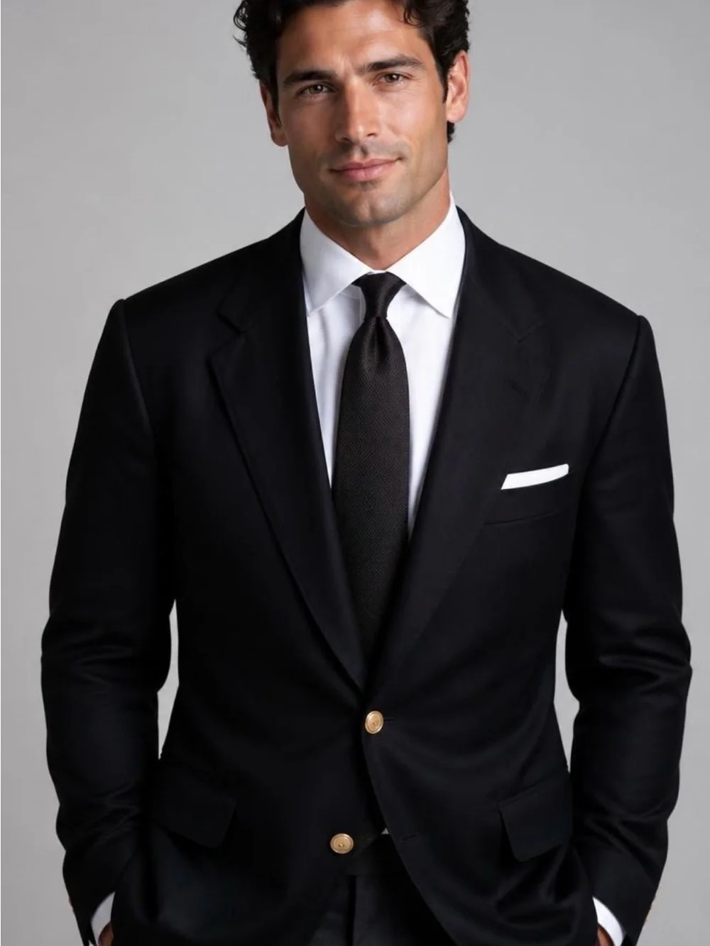 Classic Men's Black Two-Button Blazer